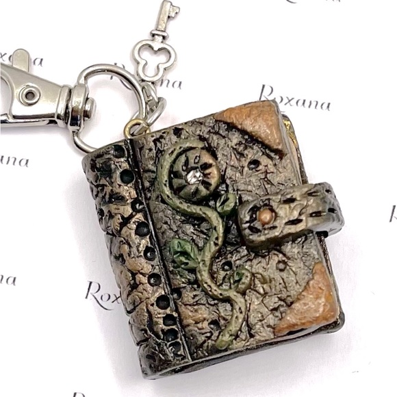Unique Book Pendant-miniature Polymer Clay keychain book-One of a kind mini book - Picture 2 of 3